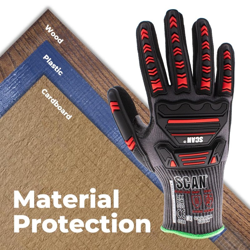 Scan Impact Cut Resistant Level D Gloves, Nitrile Palm, Enhanced