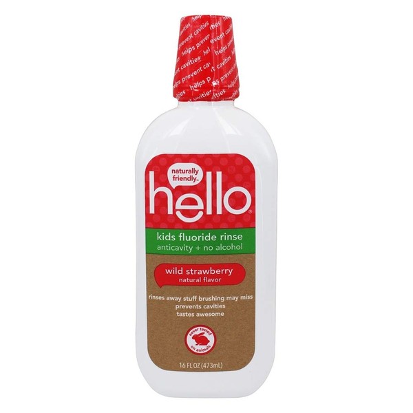 Hello Products - Kids Fluoride Rinse Mouthwash Wild Strawberry - 16 fl. oz. (372706)