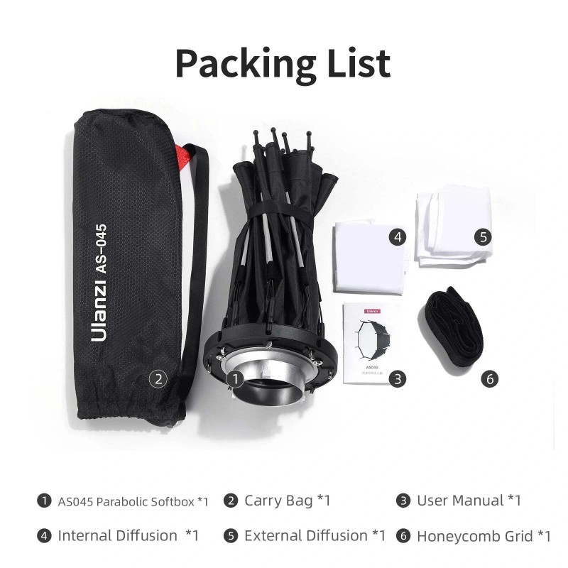 Ulanzi AS-045 45cm Deep Octagonal Honeycomb Grid Softbox for Bowens