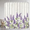 Riyidecor Purple Lavender Shower Curtain Lilac Rustic Wooden Flowers Floral