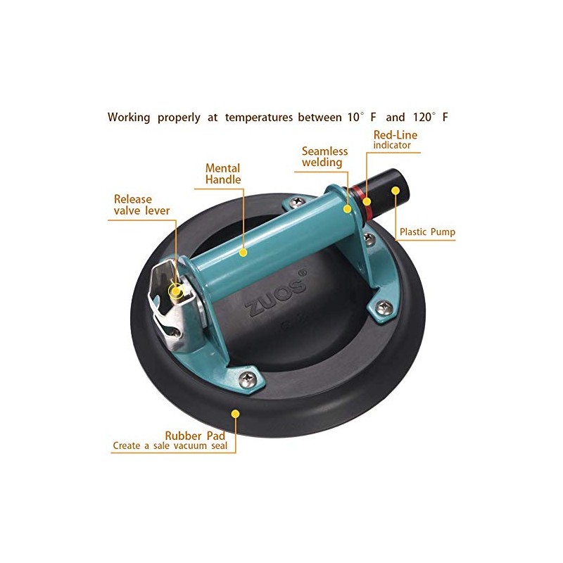 ZUOS 10" Vacuum suction cup for Granite & Glass Lifting,