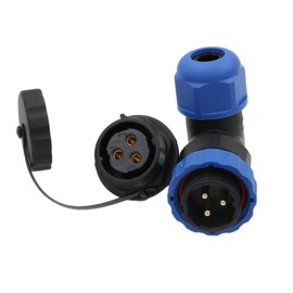HangTon SD20 3 Pin Connector Quick Disconnect Waterproof IP68 Right Angle Cable Plug Panel Mount Socket, 25 Amp Power 14 AWG Wire