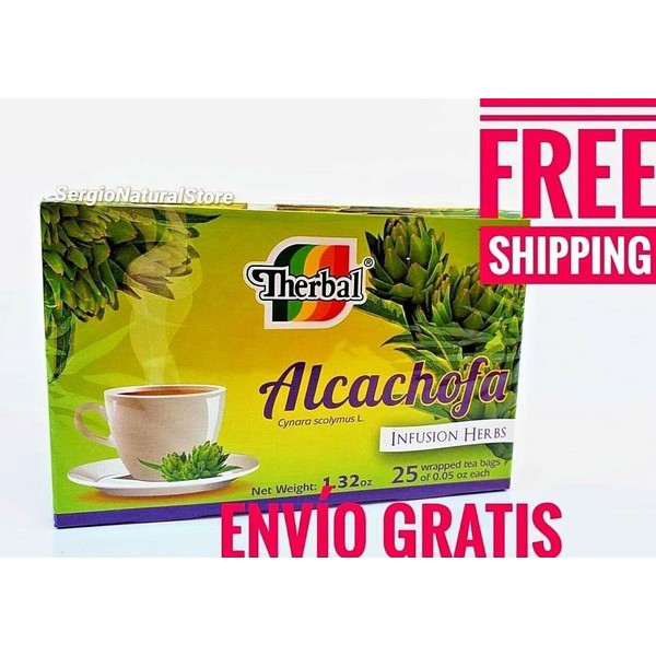 TE DE ALCACHOFA ARTICHOKE TEA 25 BAGS 0.05 oz. each Therbal Brand Made in Mexico