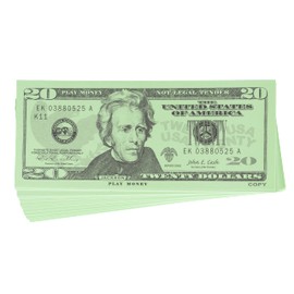 LEARNING ADVANTAGE Twenty Dollar Play Bills - Set of 100 $20 Paper Bills - Designed and Sized Like Real US Currency - Teach Currency, Counting and Math with Play Money