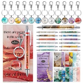 Uiifan 48 Pcs Christmas Employee Appreciation Gifts Bulk for Coworker Inspirational Pen Keychain Thank You Gift for Staff