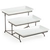 LAUCHUH 3 Tier Serving Tray Porcelain Tiered Serving Stand Collapsible