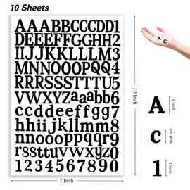 10 Sheets Black Vinyl Letter Stickers, 1200 Pcs Self-Adhesive Number and Alphabets Stickers, Mailbox Numbers Stickers for Signs, Window, Door,Home, Business, Address Number,1 Inch