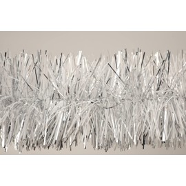 Lukigif 25 Feet Christmas Tree Twist Garland Sparkly Thick Metallic Tinsel Foil Wreath Hanging Decor for Parade Floats Christmas Eve Xmas Tree New Year Wedding Birthday Party, 4" x 25', Silver White