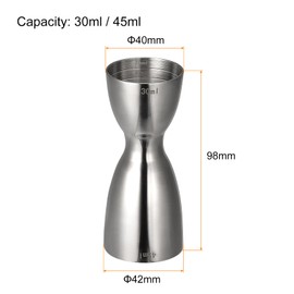 uxcell 1oz/1.5oz Cocktail Jigger, Stainless Steel Rim Bell Jigger Measuring Cup Bar Kit for Wine Drink Cocktail, Silver