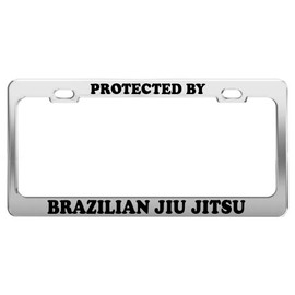 Product Express Protected by Brazilian JIU Jitsu License Plate Frame Tag Car Truck Accessories