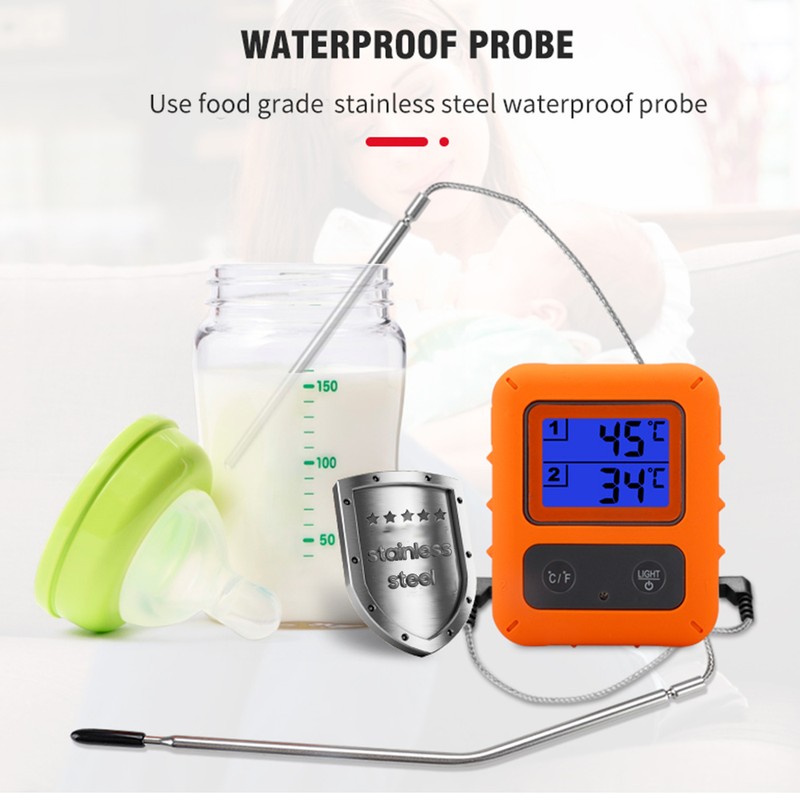Wireless Meat Thermometer with 2 Probes 328Ft Long Range LCD