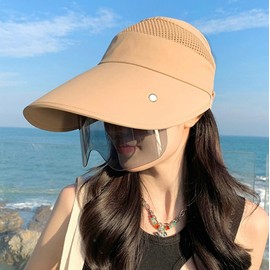 2025 Large Wide Brim Sun Hat for Women Goggles UV Protection Beach Visor Cap Sports Golf Hiking Khaki