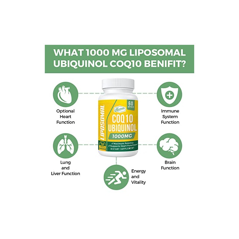 1000mg Liposomal CoQ10 Softgels Better Absorption CoQ10 Ubiquinol Supplement Heart