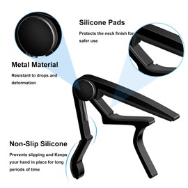 JINWEE CapoGuitar Capo for Acoustic and Electric Guitars with 5 Picks(Black)