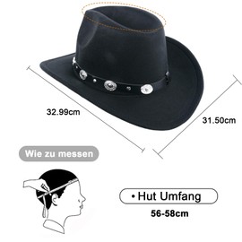 Aegistus Cowboy Hat for Men and Women, Western Hat, Cowgirl Hat, Felt Hat, Fedora Hat, Cowboy Costume, Black