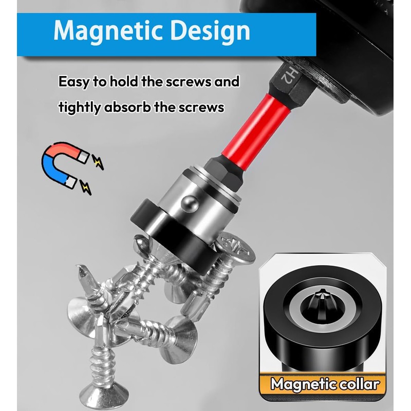 KEWAYO 2pcs Magnetic Positioning Screwdriver Bits PH2 Bits, 1/4" Hex