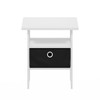 Furinno Andrey End Table Nightstand with Bin Drawer, White/Black
