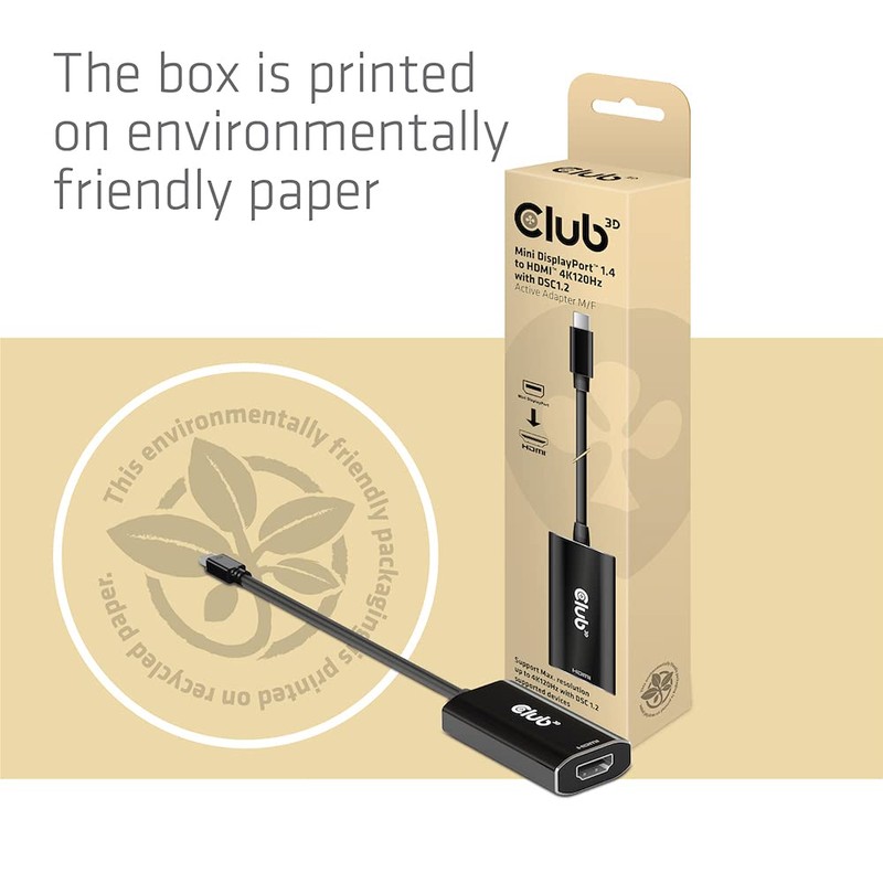 Club 3D Mini-DisplayPort™1.4 to HDMI™ 4K120Hz with DSC1.2 Active Adapter