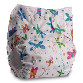 Littles & Bloomz, Reusable Pocket Cloth Nappy, Fastener: Popper, Set of 1, Pattern 35, with 1 Microfibre Insert