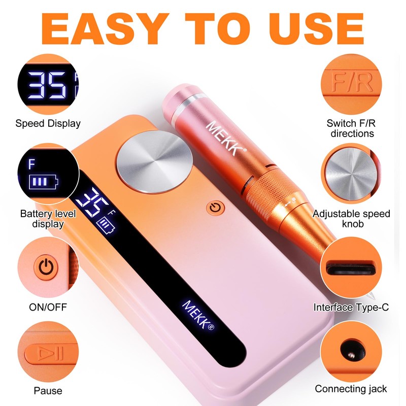 MEKK Nail Drill Kit,35000RPM Electric Nail Drill Professional Electric Nail