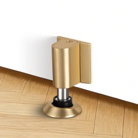 Magnetic Door Stoppers for Bottom of Door, Magnet Floor Door Stop Retractable, Door Holder to Keep Door Open, Suitable for Door Gaps Less Than 1 Inch (25mm) Brushed Gold 1 Pack DS268BG-1