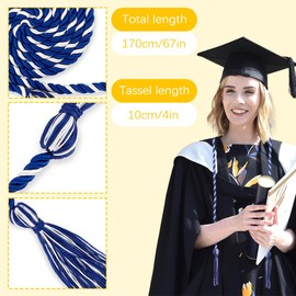 Graduation Cords for Graduation 2025 Royal Blue and White Grad Cords Honor Cord Graduations Ropes 67 Inch Long Braided Cord for 2025 Graduations Ceremony Decorations Bachelor Gown Accessories