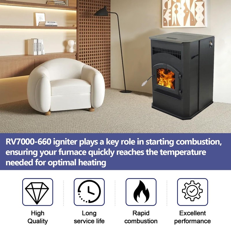 Hiorucet SRV7000-660 Igniter Replacement for PelPro Pellet Stove PP130, PP130-B,