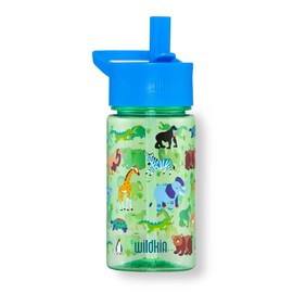 Wildkin Kids 16 oz Reusable BPA-Free Tritan Plastic Water Bottle with Leak Proof Lid for Boys & Girls, Durable and Easy to Clean Water Bottles for Toddlers - Wild Animals