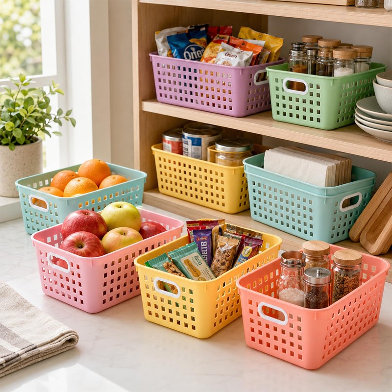gisgfim 6 Pack Medium Plastic Book Baskets 11 × 7.5
