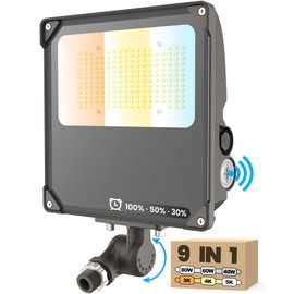 YARBO LED Flood Light with Timer Dimming, 80W/60W/40W Switchable, 3000K/4000K/5000K Tunable, 12000LM Dusk-to-Dawn Photocell LED Flood Light Outdoor, Knuckle Mount, IP65 Waterproof LED Security Lights