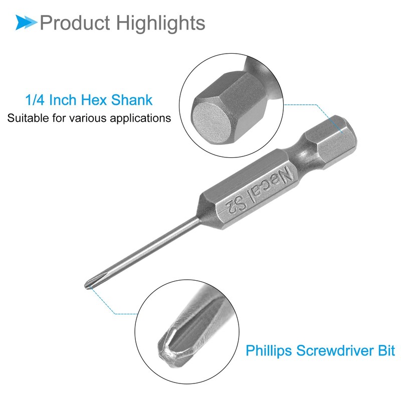 CoCud Phillips Phillips Screwdriver Bits PH00 50 mm Long 1/4