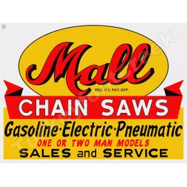 Mall Chain Saws Sales And Service 18" x 24" Metal Sign