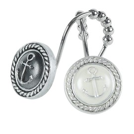 DS BATH Aviation Nautical Shower Curtain Hooks,Ocean Bathroom Curtain Hooks,Decorative Hooks for Shower Curtains,Set of 12