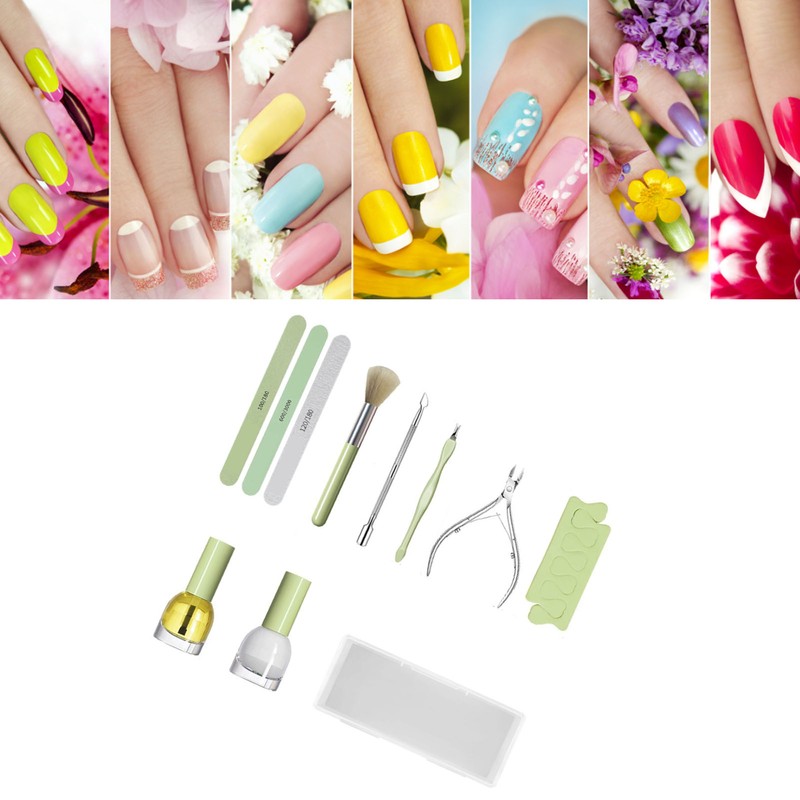 Nail Cuticle Care Tools Kit with Nail Files Buffer Stainless