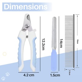 Dog Comb & Dog Nail Clippers blue - Quality Dog Clippers - Dog Grooming Kit with Safety Guard & Dog Nail File - Dog Grooming Accessories Suitable for Cats, Rabbits and Guinea Pigs