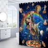 EUBTPA Funny Animal Shower Curtain Fun Cat Riding Dinosaur Fantasy