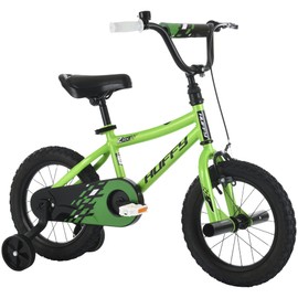 Huffy ZRX 14” Kid’s BMX Bike with Pegs, Training Wheels, Handlebar Bell, Green