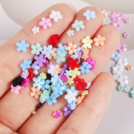 Flowers Nail Art Decorations, 12 Colors Resin Flower Beads Nail Glitter Sequins, Five Petals Floral Nail Rivet Rhinestone Design for Nail Stickers Decals Foils, Women Manicure Flower Acrylic Supplies