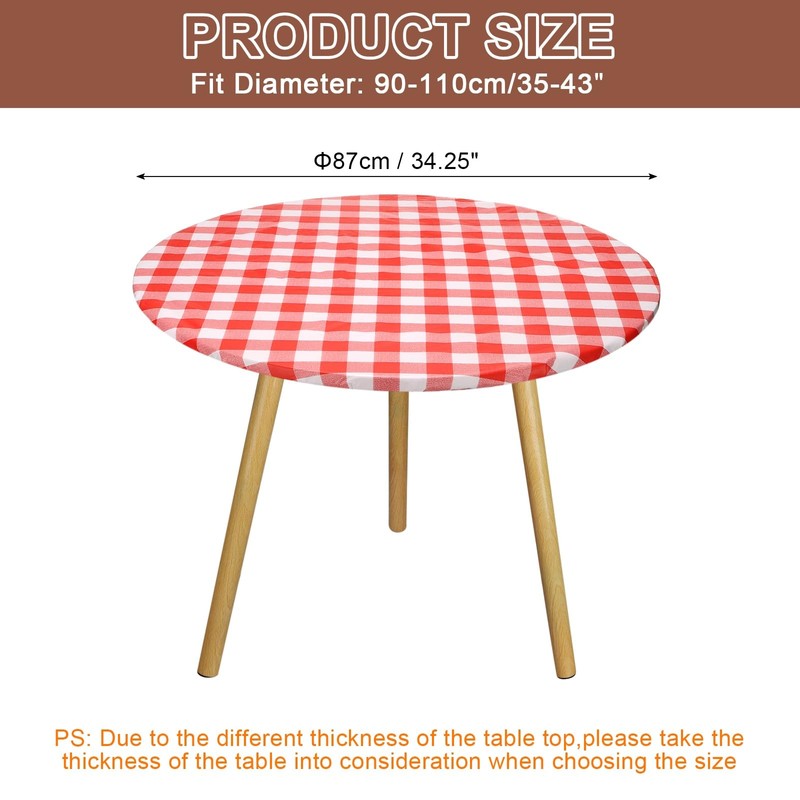 sourcing map 48-inch Round Fitted Tablecloth with Elastic Edge, Round