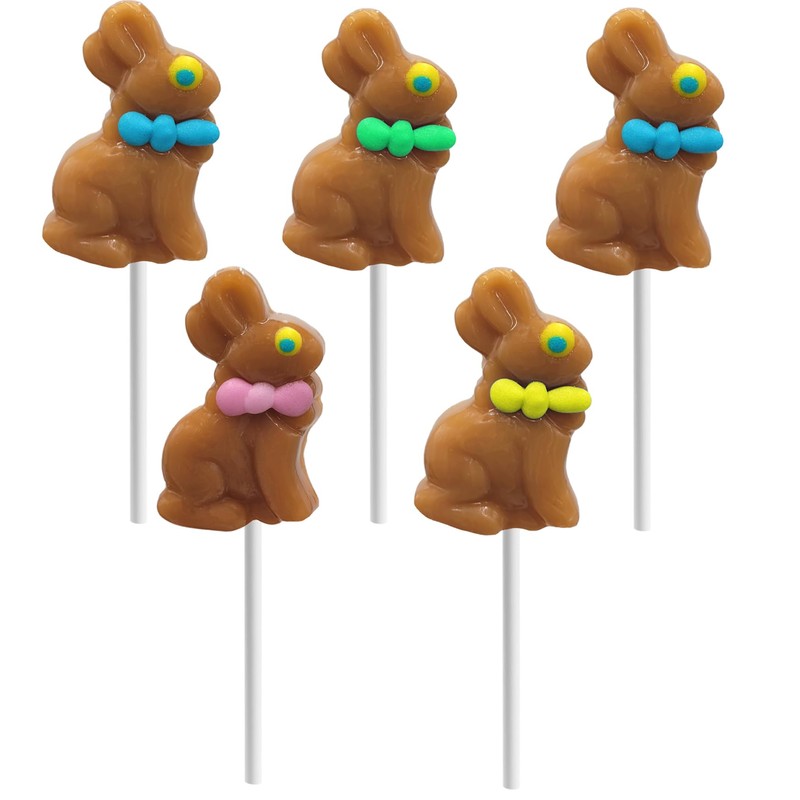 Fruidles Chocolate Flavored Easter Bunny Lollipops Suckers, Colorful Easter Eggs,