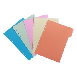 Vyqrx 5 Sets A5 File Dividers (25 Sheets) with 5-Coloured Index Tabs 6-Holes Punched Multipurpose File Card Dividers for Lever Arch & Notebook Insert Planner