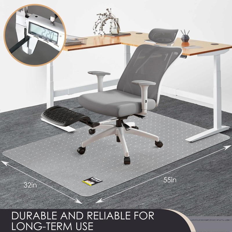 Kuyal Office Chair Mat for Carpet, 32x55 Clear Heavy Duty