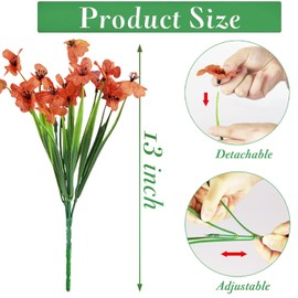 Taomika 20 Bundles Artificial Flowers Outdoor UV Resistant Fake Flowers No Fade for Patio Porch Window Box Home Wedding Farmhouse Decor (Orange)