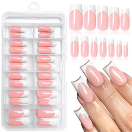 Bellelfin 120Pcs White French Tip Press on Nails, Medium Square Nails Press ons French Fake Nails Full Cover Press on False Nails for Women Girls