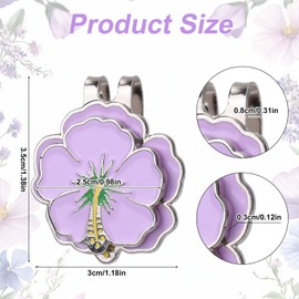 lasuroa 1pcs Magnetic Golf Ball Marker with Hat Clip, Flower Shape Golf Marker Magnet Cap Hat or Visor Clip Sports Bag Accessories for Women Men Golfer Friends Gift (Purple)
