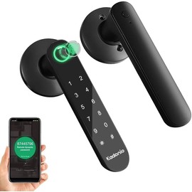 Fingerprint Door Lock Door Knob with Keypad Keyless Entry Door Lock with Handle for Home Hotel Office Apartment Bedroom Black (Biometric)