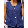 Peaceglad Womens Casual Jean Vest V Neck Open Front Button