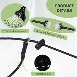 Reflective Slip Lead Leashes Puppy Training Lead – 4.3mm Paracord Rope with 12-Core Strength, 1000lb Pull Force Set of 2 for Small & Medium Dogs (Black & Neon Green, 4 FT)