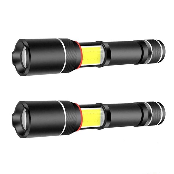 2 Pcs XML T6 LED Flashlight 5000 Lux COB Lantern+