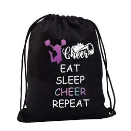 JYTAPP Cheer Drawstring Bag Cheerleading Gifts Eat Sleep Cheer Gym Bag Cheer Team Gifts Cheerleading Practice Bag for Cheerleaders (black)